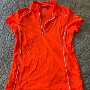 Slazenger golf tee. Neon orange quarter zip